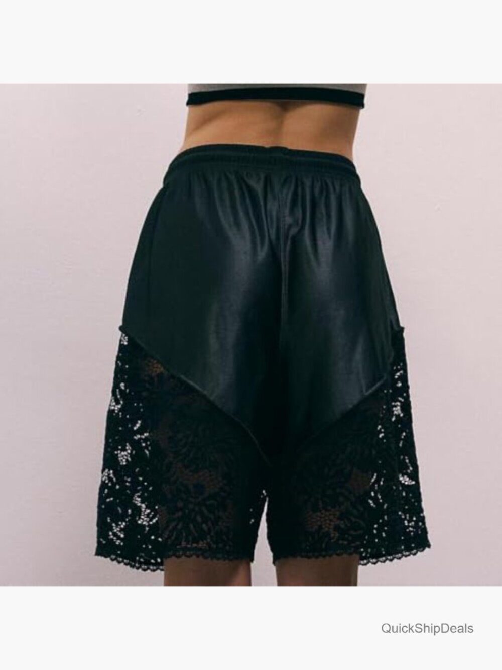 Lace Satin High Waisted Bermuda Shorts Cute Basketball Shorts Y2k - Picture 4 of 5
